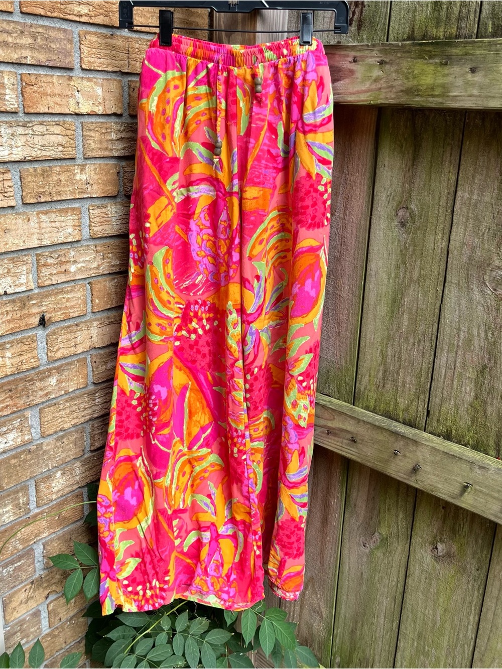 RACHEL Rachel Roy Pink Orange Floral Wide-Leg Pants 100% Rayon